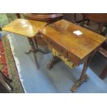 A Victorian mahogany work table together with an early 19th century snap top occasional table