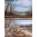 Monica Child's landscape scenes, two oils on canvas signed lower left corner Location: