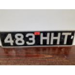 A 1950's car number plate, 483 HHT Location: