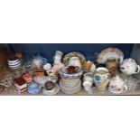 A mixed lot to include Wedgwood Jasperware, playing cards, glassware, teapots and household