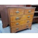 An early 20th century mahogany chest of two short and three long drawers above splayed bracket
