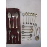 A mixed lot of silver spoons, various dates and makers, to include a set of six bean coffee