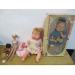 A mid 1960's Barbie and her wig collection doll and a 1960's Tiny Thumbelina doll in original box