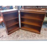 Two Reprodux reproduction mahogany book cases, 92cm x 92cm, and 92cm x 52cm Location: RAM