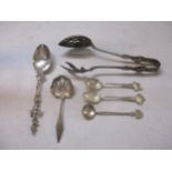 A group of sterling Continental silver items and British souvenir spoons, 19th century and later, to