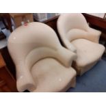 A pair of cream upholstered mid 20th century bedroom chairs Location: A4B