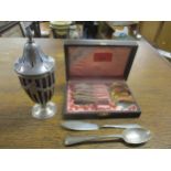 Silver and Continental silver to include a set of six teaspoons, a William Hutton sugar caster