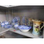 Ceramics and metalware to include Copeland Spode Italian pattern tea pot plates, brass