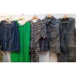 Mixed 1970's and 1980's clothing together with 1970's ladies leather items to include a vintage