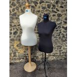 Two modern fabric partial mannequins on stands Location: RAB