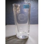 A Hadeland glass vase with sandblasted company logo for Alfred Nobel's company Dyno Industrier AS