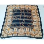 Paolo Gucci- A Sam Whan design, silk scarf with hand-sewn edges in black, cream, brown and gold