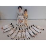 A group of Victorian and later dolls to include a peg doll A/F Location: RWB