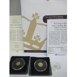 Three gold coins comprising two 'The St George & The Dragon', 9ct gold, 1g each, and a 24ct gold