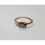A 22ct gold and 3 small diamond ring, total weight 1.6g, ring size UK K Location: CAB