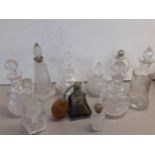 A quantity of vintage glass scent bottles A/F to include a silver collared example A/F Location:RAB