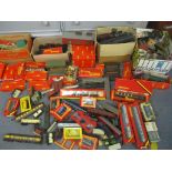 A collection of mainly Hornby 00 gauge accessories to include boxed Hornby carriages and track,