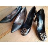Tory Burch and Calvin Klein-Two pairs of modern ladies shoes, one a pair of Tory Burch black