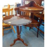 A Reprodux reproduction mahogany corner wash stand together with an inlaid occasional table in the