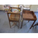 A Georgian mahogany two tier wash stand on square tapering legs united by a jug stand, and a 20th