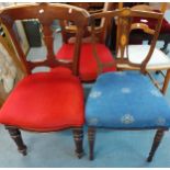 Mixed 20th century chairs, four in total together with a small reproduction mahogany table top