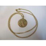A 9ct gold necklace and St Christopher pendant