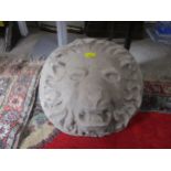 A modern garden stoneware lion mask wall patera, 45cm diameter Location: