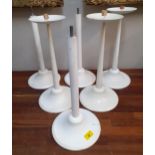 Six vintage white painted wrought iron candlesticks A/F Location: G