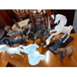A collection of ornamental horses to include Black Beauty and Foal by Beswick, a Beswick dapple grew