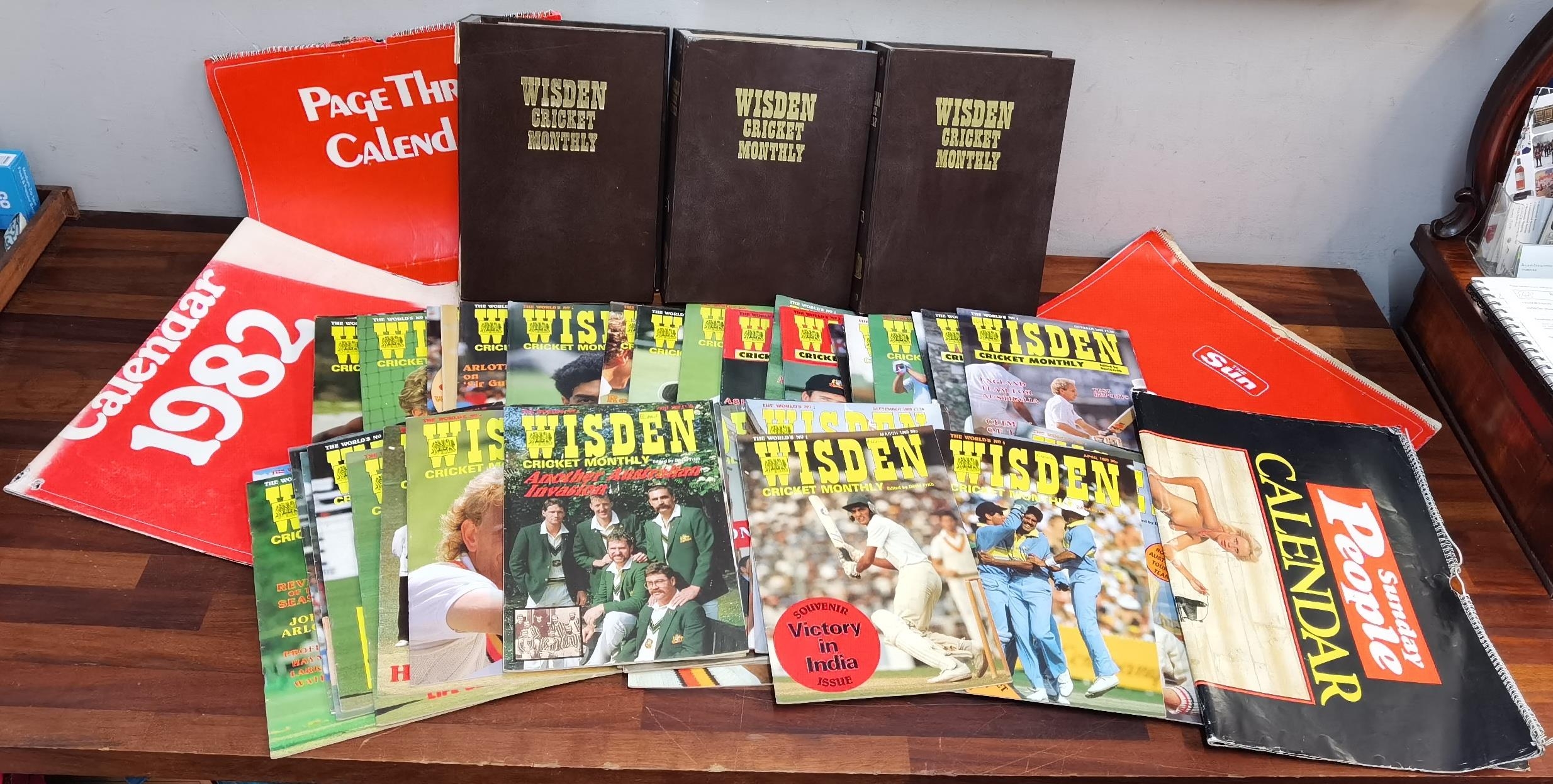 A large collection of Wisden Cricket Monthly magazines lose and some in collectors binders, together