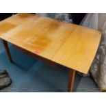 A retro Eglin light oak sewing table with central hinged top, above splayed legs Location: RAF