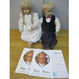 Classic Children Hildegard Gunzel reproduction artist dolls - a boy and a girl Location:A4M