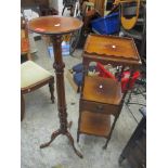 An early 20th century mahogany torchere stand together with a 19th century three tier stand with
