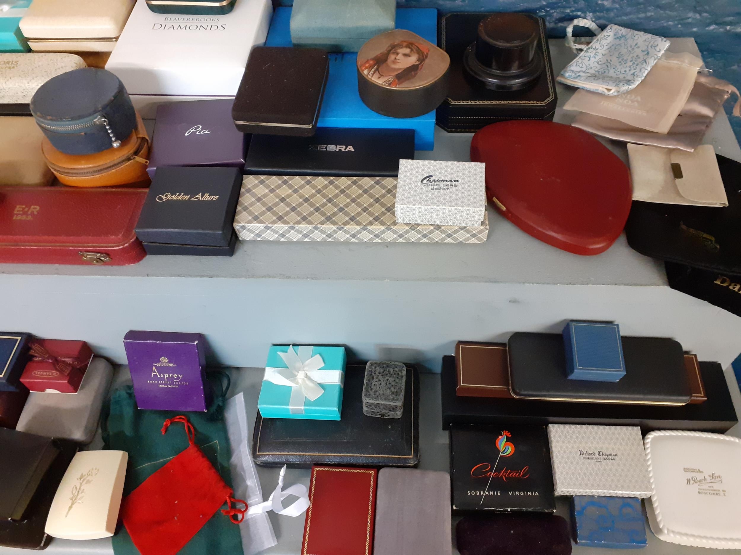 A collection of small jewellery and watch boxes in various sizes and age to include an Asprey box. - Image 2 of 3