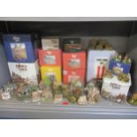 A collection of Lilliput Lane cottages, mainly boxed, Royal Doulton collectors plates, Country