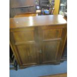 Edwardian inlaid mahogany side cupboard with twin fielded doors on bracket feet, 106cm x 97cm x 43cm