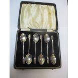 A set of six silver teaspoons, cased Location: