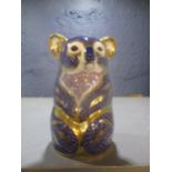 Crown Derby paperweight in the form of a koala bear with gold stopper Location: 5.1