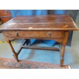 A Georgian plank constructed oak side table with central drawer Location: SR