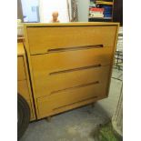 A 1950's Stag 'C' range oak veneer four drawer chest designed by John & Sylvia Reid 92.5cm h x