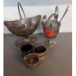 Silver and silver plated items to include a silver pierced pedestal basket (73.6g) without frosted