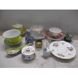 A mixed lot to include a 19th century Chinese blue and white vase, Meissen ink pot and other items