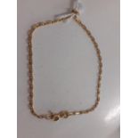 A 9ct gold fine chain bracelet 1.7g