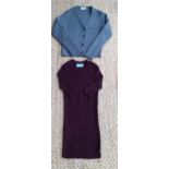 Prada-2 items of knitwear comprising a ladies grey cardigan, 30" chest and a short burgundy dress,