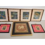 Mixed Asian framed and glazed prints and artwork to include a pair of framed mounted parchment