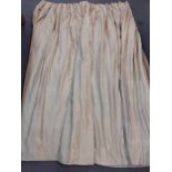 A pair of John Lewis silk curtains in a pale green colour, fleece lining, triple pleated, each panel