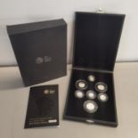 A cased set of 2008 Royal Mint Royal Shield of Arms silver Piedfort collection with certificate