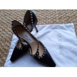 Jimmy Choo- A pair of 2020 Rilea 85 matt black Nappa Monte Carlo leather 3" stiletto heeled ladies