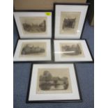 W E Mackaness - five framed and glazed etchings depicting various views of Ashcombe Park, The