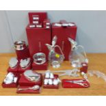 Glassware and silver plate to include three clothes brushes and two decanters Location: